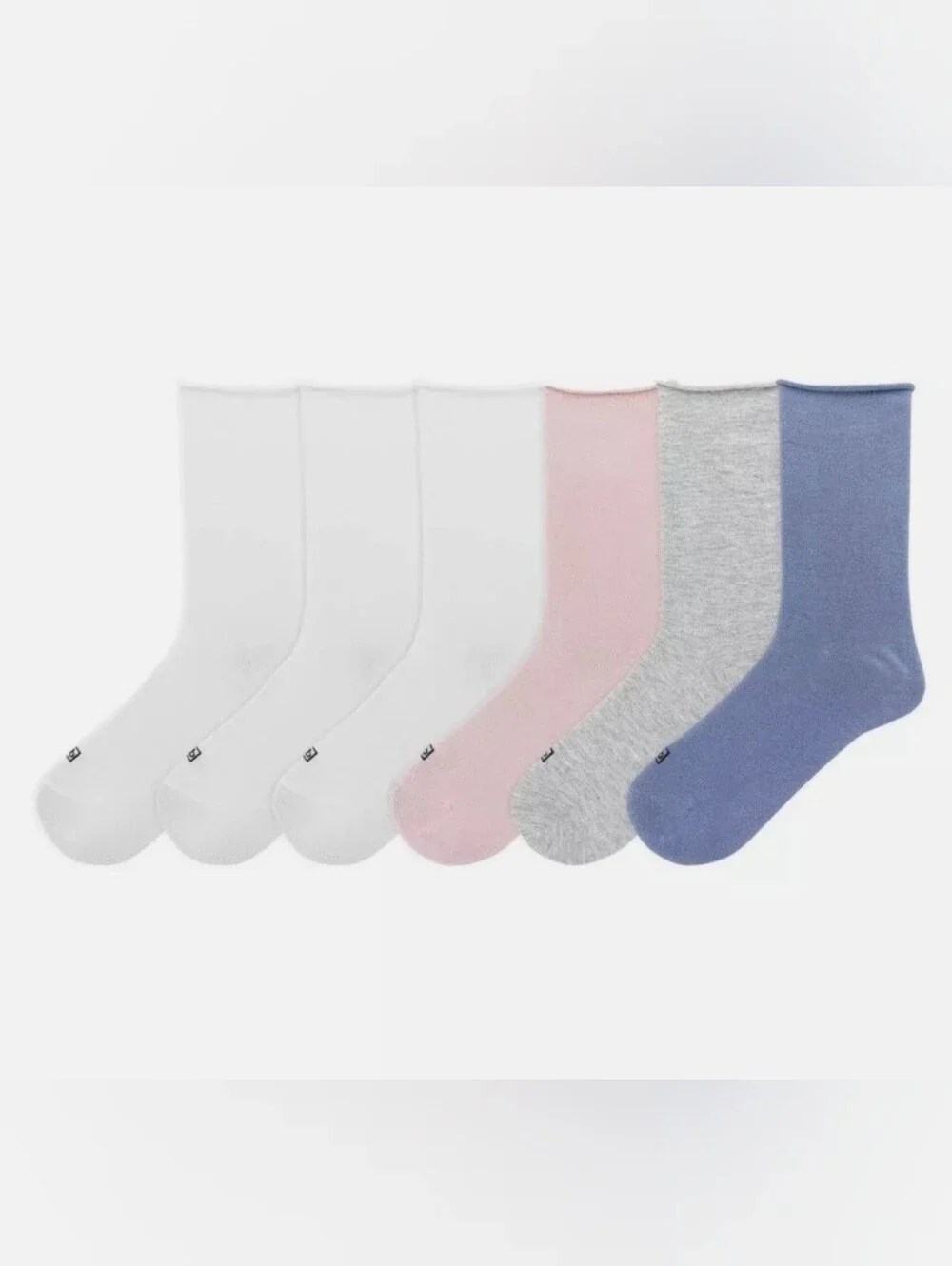 (Ew)K. Bell Women's Modal Roll Top Socks, 6 Pairs,  Fits Shoe Sizes 5.5-10